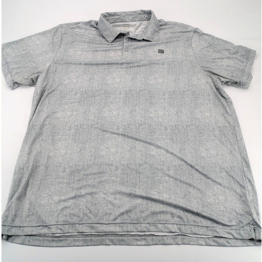 Three Sixty Six Mens Golf Polo Shirt 2XL XXL Gray Marbled Dri-Fit Lightweight
